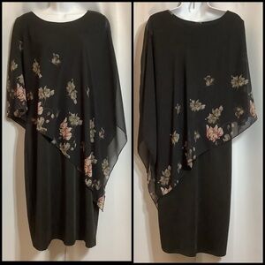 Qixing Women’s Dress Size XL Attached Chiffon Overlay Stretchy Formal Midi